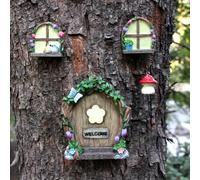 Meyas Esculturas de jardín al Aire Libre - Decoración de Hadas en Miniatura, Kit de Accesorios de decoración de Enanos, decoración de árbol, decoración de la Cara del árbol de la Yarda, Brilla en la