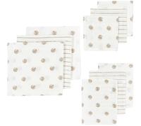 Meyco Baby Dot Stripe Starter Set Muslin Cloths, 9 Piezas (pañales, franelas y paños para eructar de Muselina 100% algodón, absorbentes y de Secado rápido, multifuncionales), Arena