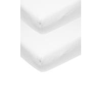 Meyco Baby Uni Molton Stretch sábana Bajera 2-Pack para la Cuna (Protector de colchón Impermeable, Extra elástico y Transpirable, Protector de Cama de 80% algodón, Dimensiones: 40 x 80/90cm), Blanco