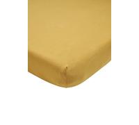 Meyco Home Basic Jersey Uni sábana Bajera Doble (sábana Bajera Jersey Suave, de algodón 100%, Dimensiones: 180 x 210/220 cm), Oro Miel