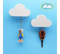 Meyerascal 2 llaveros magnéticos de nube blanca para pared, magnético fuerte para colgar de forma segura múltiples llaves y llaveros, novedosas decoraciones para el hogar, fáciles de instalar y