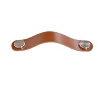 MEYINGOU Tiradores de gabinete de cuero. Perillas de cajón cuero Latón dorado Plata 96-160 mm(Silver,96mm)