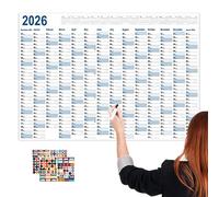 Meyjlgh Calendario de 365 días, calendario anual completo por página, agenda creativa grande 2026 para proyectos, sala de estudio, lugar de trabajo, cocina, dormitorio, aula, gimnasio en casa
