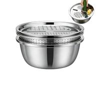 Meyjlgh Cuenco de drenaje de acero inoxidable, cestas de drenaje de lavado, juego de colador de 26 cm, cestas multifuncionales para verduras, frutas, arroz, preparación de ensaladas, apartamentos