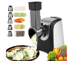 Meykey Cortador eléctrico de verduras de 150 W, picadora de cocina, picadora multifunción 5 en 1, picadora para verduras, color plateado
