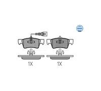 MEYLE Juego de pastillas de freno Trasero con contacto avisador de desgaste 025 243 6819 Juego de pastillas de freno