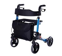 MEYLEE Drive Healthcare YC9102 Ligero Plegable Cuatro Ruedas Rollator Walker con Asiento Acolchado, Frenos con Cerradura y Llevar Bolsa, Blue