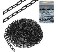 MeYuxg 10 cadenas de acero al carbono, 3 mm de grosor, cadena de eslabones redondos, venta por metros, cadena de eslabones de metal galvanizado negro para vallas colgantes, cadenas de guía de perros