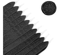 MeYuxg 10 Piezas Sello de Cera con Núcleo, Vintage Barra de Lacre Negro, Cera de Sellado, Sellos Cera para Carta de Invitación, Sobre, Envoltura de Vino (Negro)