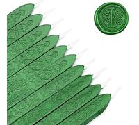 MeYuxg 10 Piezas Sello de Cera con Núcleo, Vintage Barra de Lacre Verde, Cera de Sellado, Sellos Cera para Carta de Invitación, Sobre, Envoltura de Vino (Pino Verde)