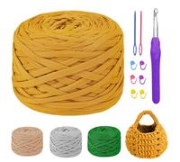 MeYuxg 280g/80m Lanas Para Crochet, Trapillo Para Crochet,Crochet Para Principiantes, Hilo Crochet Para Decoraciones De Bricolaje, Manualidades, Bolsos, Mantas, Zapatos(Amarillo jengibre)