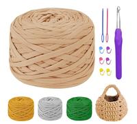 MeYuxg 280g/80mLanas Para Crochet, Trapillo Para Crochet,Crochet Para Principiantes, Hilo Crochet Para Decoraciones De Bricolaje, Manualidades, Bolsos, Mantas, Zapatos(Caqui)