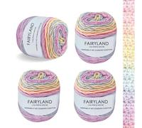 MeYuxg 4 ovillos de hilo degradado de 400 g, ligero degradado para cupcakes, hilo de algodón suave multicolor degradado para tejer elegantes jerséis, sombreros, mantas, bufandas, nido para mascotas