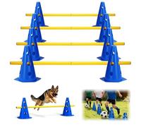 MeYuxg Agility Set Perros - Cavaletti - Juego de obstáculos para perros pequeños y niños, 10 barras cortas (combinables a 5 obstáculos), para perros con conos, 23 cm de altura (azul)