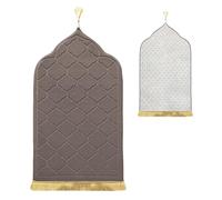 MeYuxg Alfombra de oración musulmana acolchada, 65 x 110 cm, plegable, portátil, alfombra de oración gruesa para mujeres y hombres, para Eid Viajes Ramadán musulmanes islámicos (marrón claro)