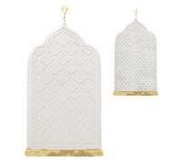 MeYuxg Alfombra de oración musulmana acolchada, 65 x 110 cm, plegable, portátil, alfombra gruesa para oración para mujeres y hombres, para Eid Viajes Ramadán musulmanes islámicos (color crema)