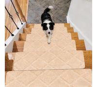 MeYuxg Alfombrillas para escalones, Autoadhesivas, 15 Unidades, Antideslizantes, recortables, Reutilizables, 55 x 19 cm, para Proteger Mascotas, Personas Mayores y niños (Beige)