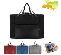 MeYuxg Bolsa de dibujo, carpeta de artista, bolso de mano, bolsa de plástico impermeable, para almacenamiento de suministros de arte, paquete de pintura para estudio y bocetos al aire libre, Negro