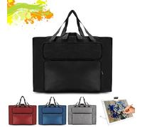 MeYuxg Bolsa de dibujo, carpeta de artista, bolso de mano, bolsa de plástico impermeable, para almacenamiento de suministros de arte, paquete de pintura para estudio y bocetos al aire libre, Negro