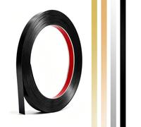 MeYuxg Cinta metálica autoadhesiva, tira de chapa decorativa, lámina de acero inoxidable, molduras de pared, tiras de metal para pared, chimenea, marco de espejo, techo, negro, 12 m x 10 mm