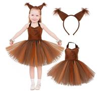MeYuxg Disfraz de ardilla para niños, disfraz de ardilla con orejas, bonito disfraz de ardilla para mujer, vestido hinchado para carnaval, cosplay, Halloween, fiesta, 11-12 años (XL