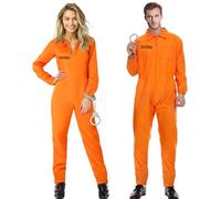 MeYuxg Disfraz de prisión, mono naranja con esposas, adecuado para hombre y mujer, para Halloween y carnaval, fiestas de disfraces, cosplay (XL)