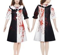 MeYuxg Disfraz de terrifier para mujer, vestido de payaso con manchas de sangre, disfraz de payaso Art the Clown blanco y negro, para adultos, para Halloween, carnaval, casas embrujadas, XXL