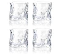 MeYuxg Juego de 4 vasos de whisky de 200 ml, cristal transparente, diseño irregular, ideal para el uso diario en la cocina, bar o sala de estar