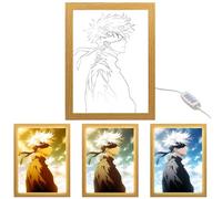 MeYuxg Jujutsu Kaisen Pintura Decorativa Creativa, Marco de Fotos LED Gojo Satoru, Marco de Fotos Iluminado Brillo Ajustable, Decoración de Pared para el Hogar Estilo 2