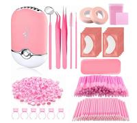 MeYuxg Kit de Pestañas Pelo a Pelo, Accesorios de Extensión de Pestañas, Extensión Pestañas Kit para Principiantes Práctica de Maquillaje, Salón Entrenamiento Rosa