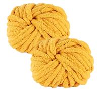 MeYuxg Lana Gruesa para Tejer a Mano, 2 x 250 g lán para Ovillo y Alfombras, Manta, Sombrero, Bufanda DIY (Amarillo Jengibre)