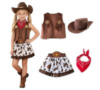 MeYuxg Niños de Vestuario, Ropa de Vestuario de Vaquero, 4 Niños de Vaquero Parcialmente Establecido, Trajes Occidentales, Disfraz de Rendimiento, Traje de Carnaval para Niñas (6-7 años)