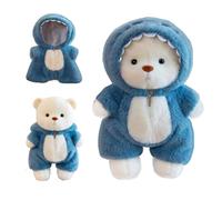 MeYuxg Oso de Peluche,40cm Peluche Interactivo con Tiburón Cremallera,Oso de Peluche Interactivo para Vestir,Ropa Desmontable,Regalo para Niños, Niños y Niñas (Azul)