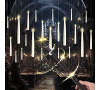 MeYuxg Velas Flotantes con Varita, 20 Piezas Velas Colgantes Velas LED Alimentada por Pilas, Floating Candles Velas Cónicas Luz Cálida para Halloween Navideña Fiesta Decoración