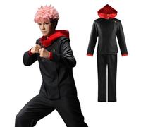 MeYuxg Yuji itadori - Disfraz de anime japonés, cosplay Yuji itadori, disfraz temático de campus para Halloween, carnaval, Navidad y cómic, negro (L)