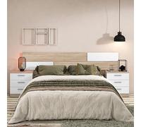 Meyvaser - Cabezal para Cama de Matrimonio, Cabecero, Color Cambrian y Blanco, Medidas: 220 cm (Ancho) x 51 cm (Alto) x 3 cm (Fondo)