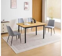 Meyvaser.com Ecommerce Company Conjunto de Comedor con Mesa Extensible 140-180x90 cm y 4 sillas tapizadas Gris Aragon