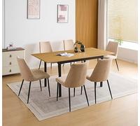 Meyvaser.com Ecommerce Company Conjunto de Comedor con Mesa Extensible 140-180x90 cm y 4 sillas tapizadas Beige Aragon