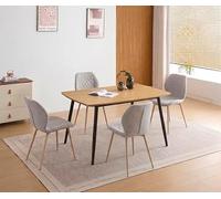 Meyvaser.com Ecommerce Company Conjunto de Comedor con Mesa Rectangular Fija 140x90 cm y 4 sillas tapizadas Beige Neve
