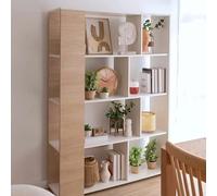 Meyvaser.com Ecommerce Company Estantería Decorativa, Librería, Separador Ambientes, Acabado en Roble y Blanco, Medidas: 176 cm (Alto) x 129 cm (Ancho) x 28 cm (Fondo)