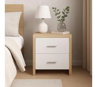 Meyvaser.com Ecommerce Company Mesilla de Noche Dormitorio 2 cajones con guias metalicas, Mesita de Noche Dormitorio Moderna Color Cambrian Blanco