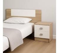 Meyvaser.com Ecommerce Company Pack Cabecero y Mesita de Noche - Color Cambrian y Blanco, Cabecero 110x45x1,9 cm + Mesita 43x43x33 cm, Dormitorio Matrimonio o Juvenil, Incluye Herrajes