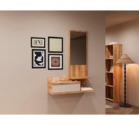 Meyvaser.com Ecommerce Company Recibidor con Cajón y Espejo Mauvella Beige - Consola de Entrada Moderna 116x27,4x81 cm - Mueble Auxiliar Elegante y Funcional para Pasillos o Entrada