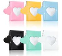 Mezchi Juego de 6 mini álbumes de fotos, carpeta de tarjetas de fotos de 3 pulgadas con corazón hueco, libro para tarjetas de fotos Kpop con colgante para coleccionar películas de 2 x 3 pulgadas