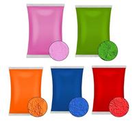 Mezcla de 5 bolsas_75 g cada uno en polvo de color Holi,Rangoli,no tóxico,lavable,revelación de género, decoraciones,guerra de colores,fotografía de niños y animales,campamentos de verano,regalo de