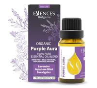 Mezcla de aceites esenciales orgánicos Essences Bulgaria Purple Aura 15 ml | Lavanda, menta japonesa, eucalipto | Aromaterapia, sauna y spa | 100% puro y natural | Sin diluir