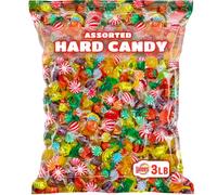 Mezcla de caramelos duros - 3 libras - Caramelos duros clásicos surtidos para escritorio - Bolsa grande para oficina - Envuelto individualmente - Menta, Starlight, Toffee, Butterscotch, Fresa y más