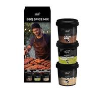 Mezcla de especias BBQ - 3 mezclas gourmet Cajun, Chimichurri y African Rub - Rubs y marinadas para carne, pollo, pescado y verduras - Kit artesanal para barbacoa, idea de regalo