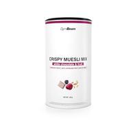 Mezcla de Muesli Crujiente GymBeam con copos de avena, frutas y frutos secos, sabor a fruta de chocolate blanco, 420 g