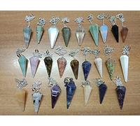 Mezcla de péndulos de cono surtido de cadena tallada curativa Reiki Dowsing (12)